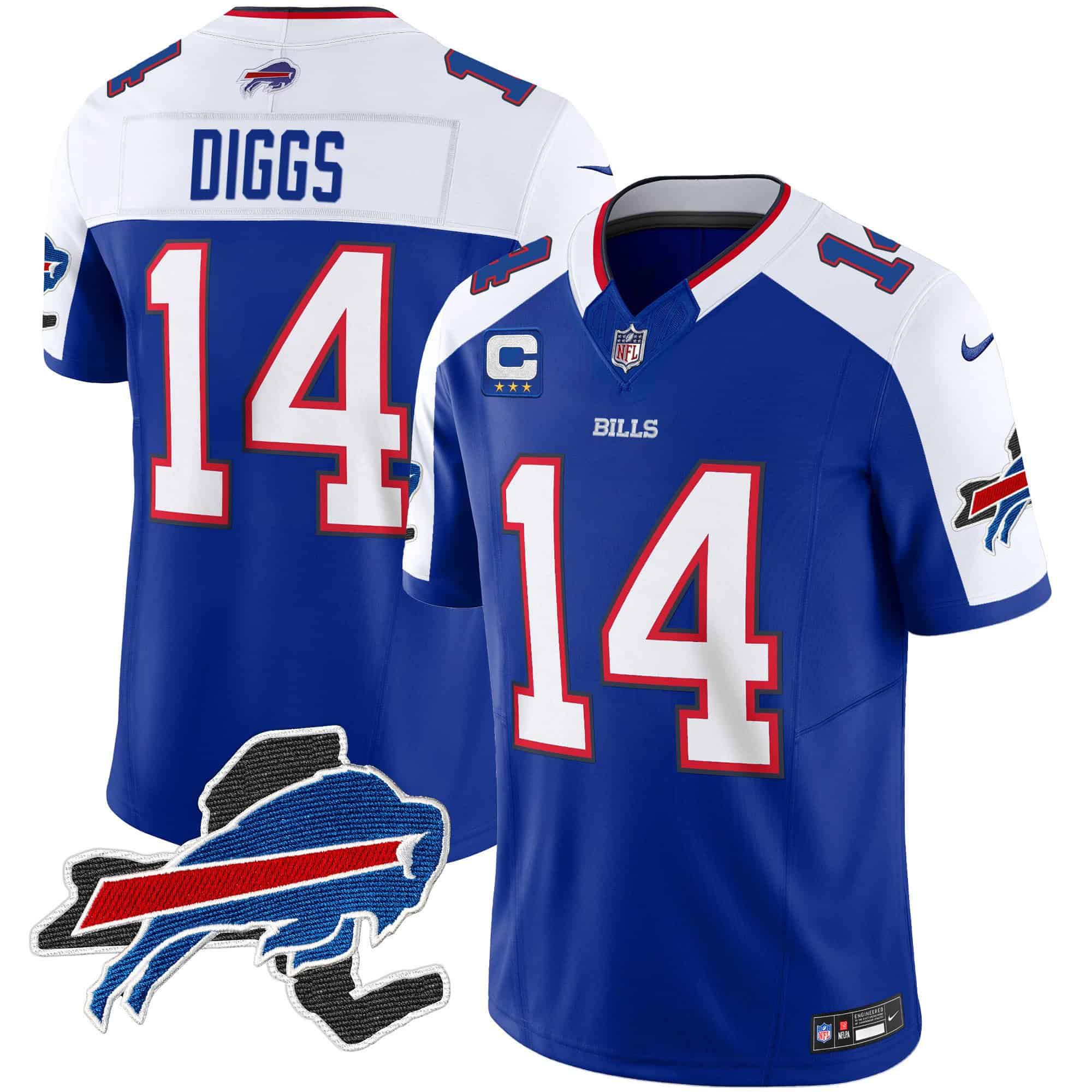 Men Buffalo Bills #14 Diggs Blue 2024 Nike Patch Vapor Limited NFL Jersey